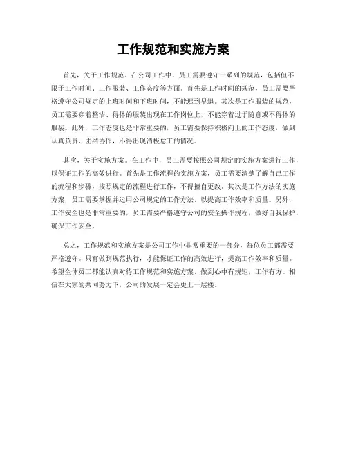 工作规范和实施方案