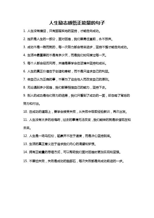 人生励志感悟正能量的句子