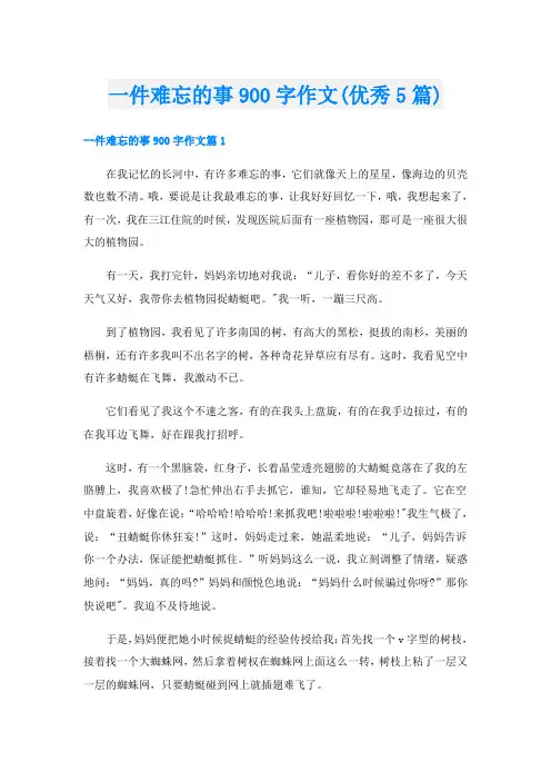 一件难忘的事900字作文(优秀5篇)