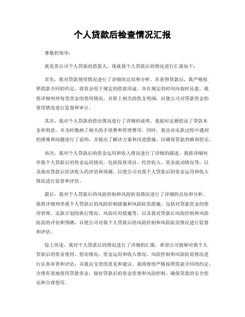 个人贷款后检查情况汇报