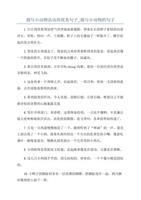描写小动物活动的优美句子_描写小动物的句子