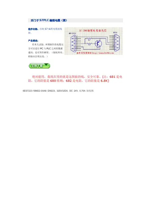 西门子S7PLC编程电缆