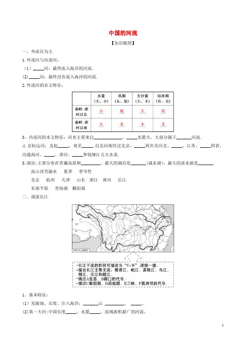 2016年中考地理一轮复习讲练测-专题13-中国的河流(讲练)(含解析)