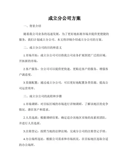 成立分公司方案