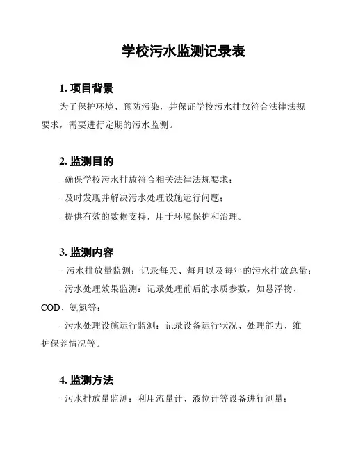 学校污水监测记录表