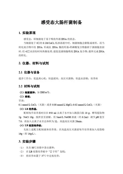 感受态大肠杆菌制备(CaCl2法)