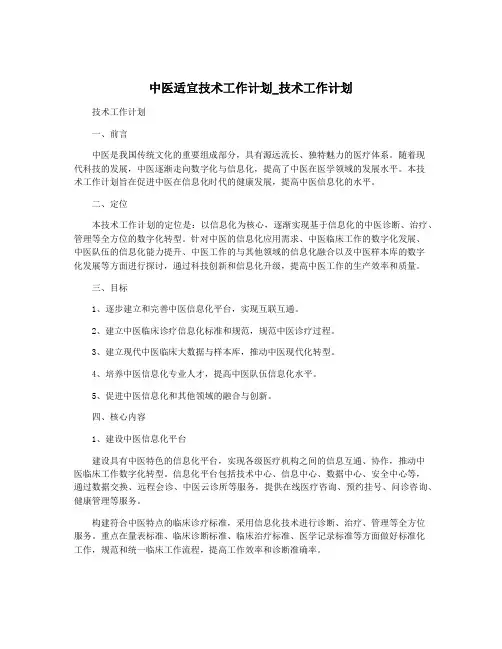 中医适宜技术工作计划_技术工作计划