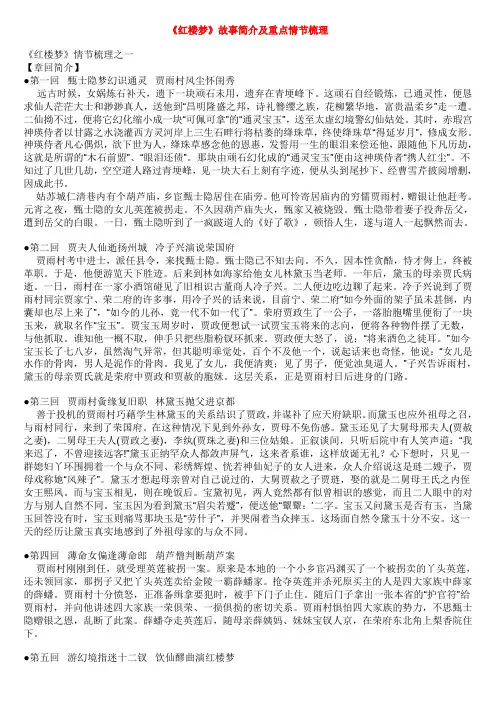 《红楼梦》故事简介及重点情节梳理