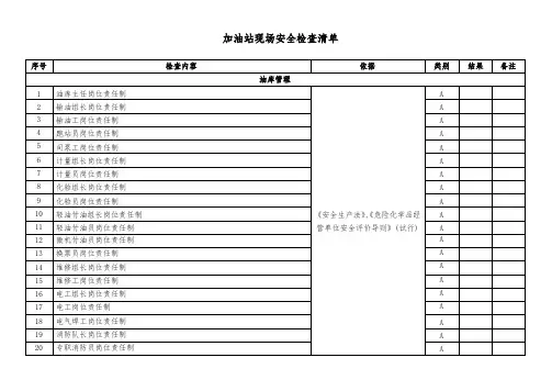 加油站现场安全检查清单