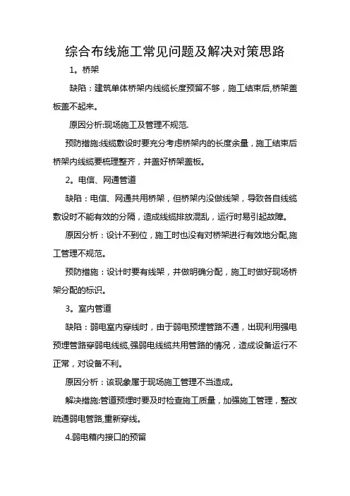 综合布线施工常见15个问题及对策