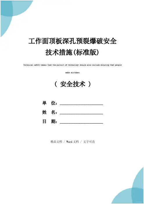 工作面顶板深孔预裂爆破安全技术措施(标准版)