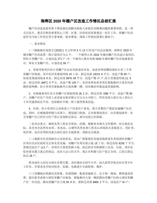 珠晖区2020年棚户区改造工作情况总结汇报