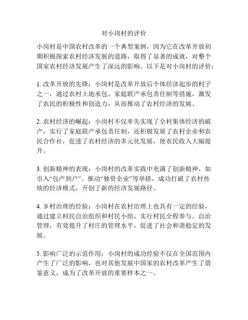 对小岗村的评价