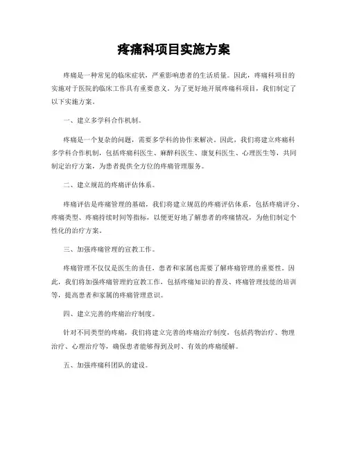 疼痛科项目实施方案