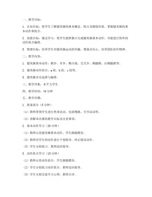 水平五健美操教案模板范文