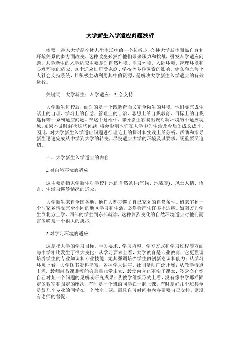 大学新生入学适应问题浅析