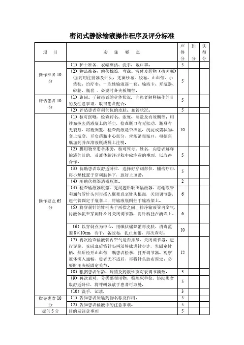 密闭式静脉输液技术操作规程
