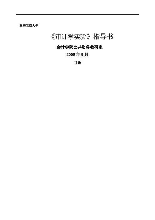 《审计学实验》指导书含实验数据