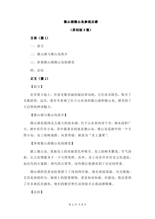 微山湖微山岛参观后感