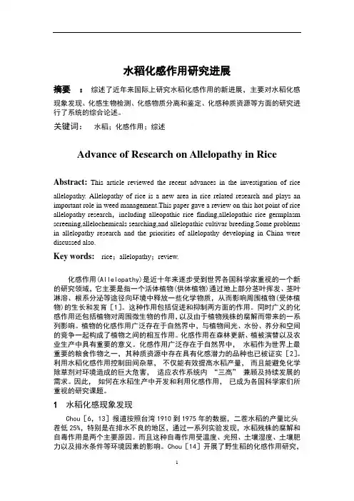 水稻化感作用综述