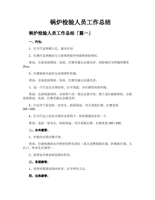 锅炉检验人员工作总结