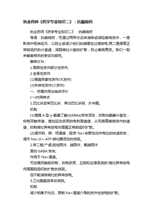 执业药师《药学专业知识二》：抗癫痫药