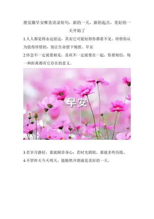 朋友圈早安唯美语录短句,新的一天,新的起点,美好的一天开始了