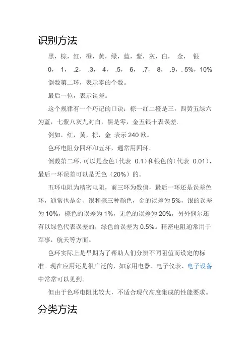 色环电阻的识别