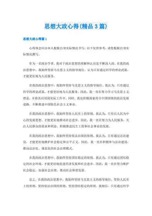 思想大政心得(精品3篇)