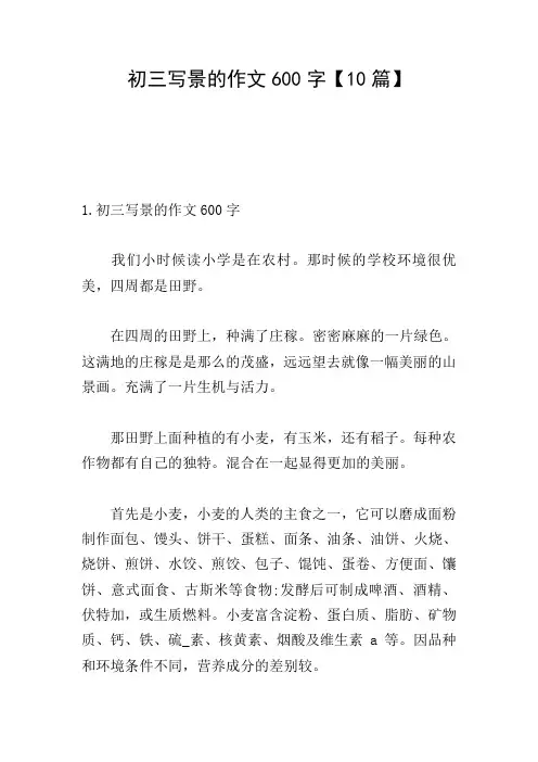 初三写景的作文600字【10篇】