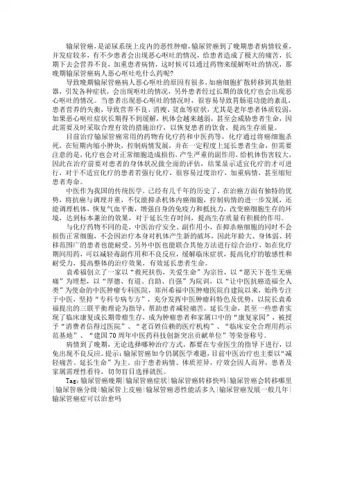 晚期输尿管癌病人恶心呕吐吃什么药