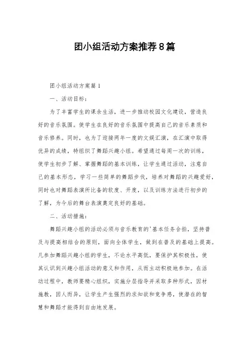 团小组活动方案推荐8篇