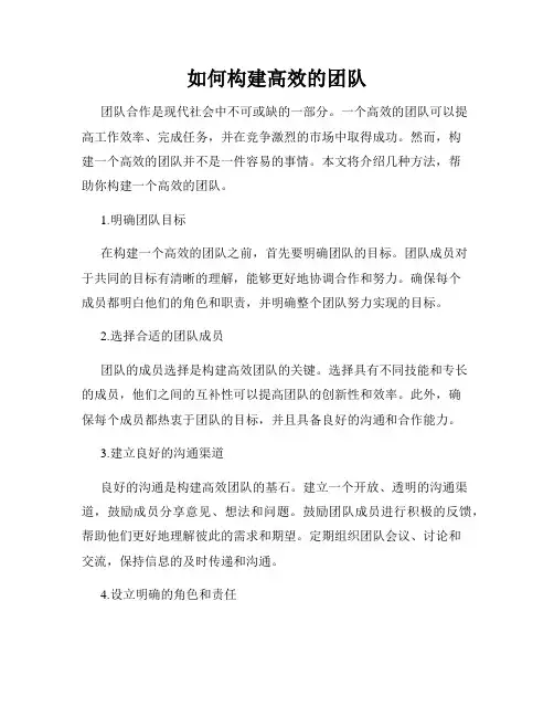 如何构建高效的团队