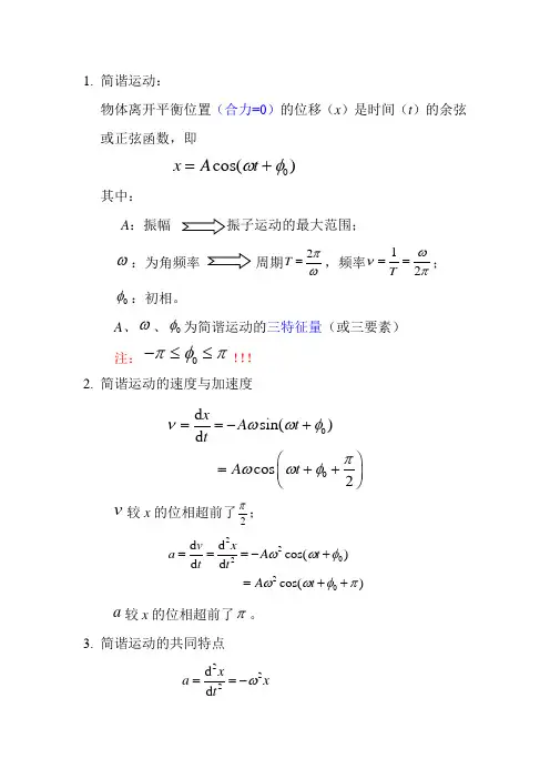 机械振动总结汇总要点