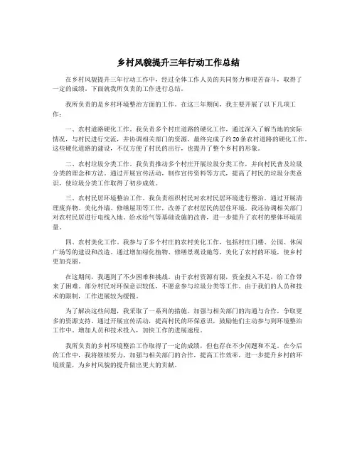乡村风貌提升三年行动工作总结