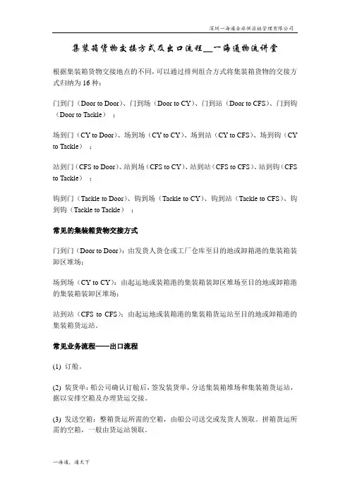 集装箱货物交接方式及出口流程_一海通
