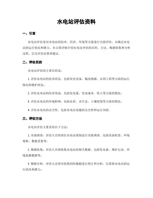 水电站评估资料