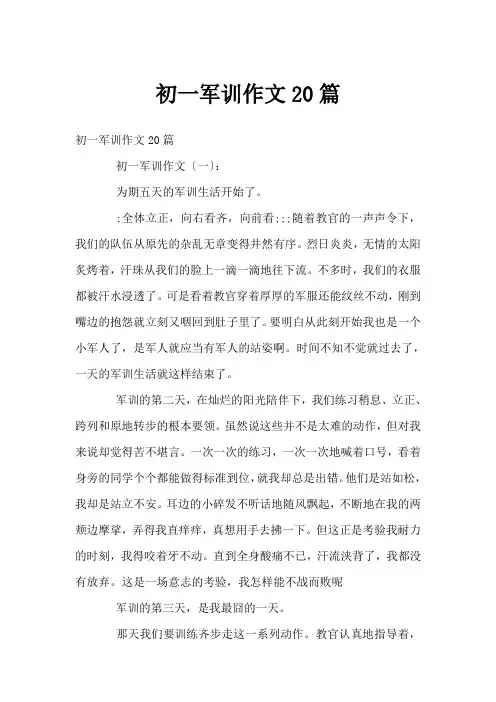 初一军训作文20篇
