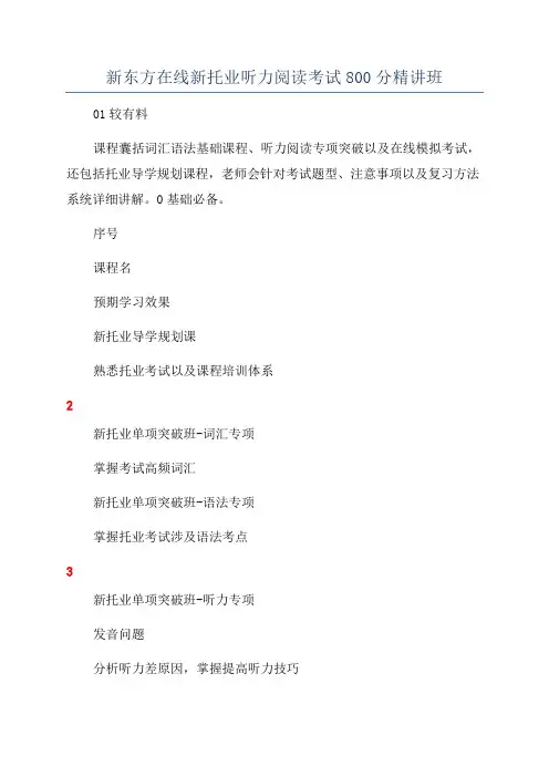 新东方在线新托业听力阅读考试800分精讲班