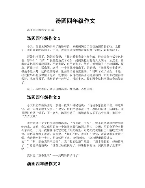 汤圆四年级作文