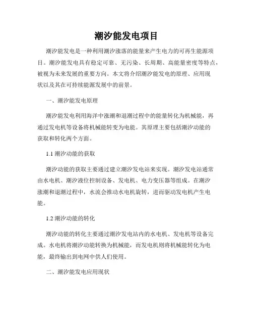 潮汐能发电项目
