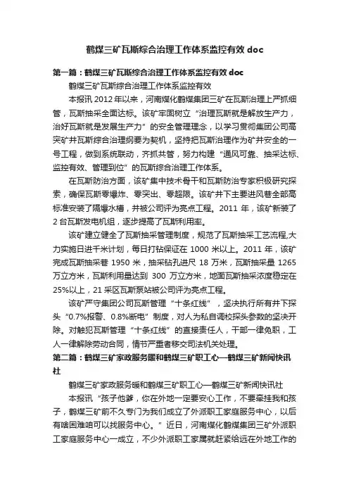 鹤煤三矿瓦斯综合治理工作体系监控有效doc