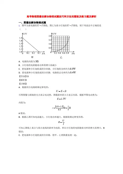 高考物理图像法解决物理试题技巧和方法完整版及练习题及解析