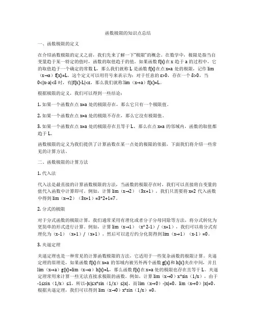 函数极限的知识点总结