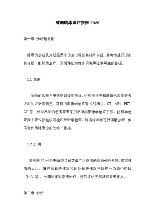 肺癌临床诊疗指南2020
