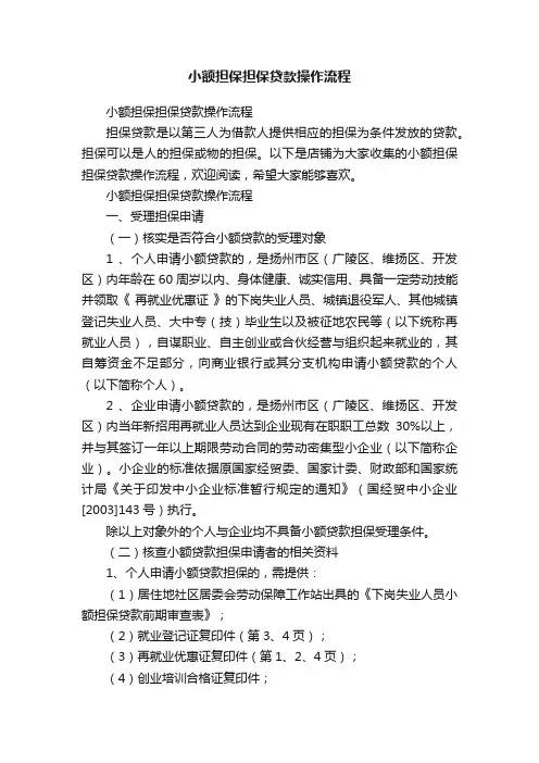 小额担保担保贷款操作流程
