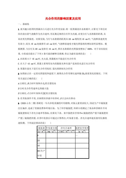 2022高考生物一轮复习课时练11光合作用的影响因素及应用(含解析)新人教版