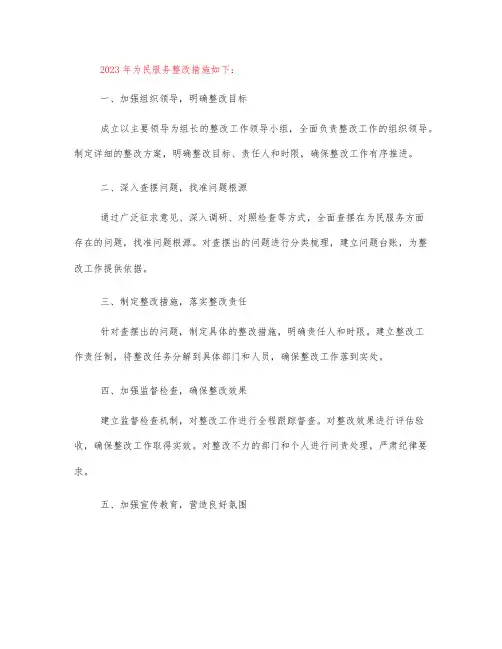 2023为民服务整改措施