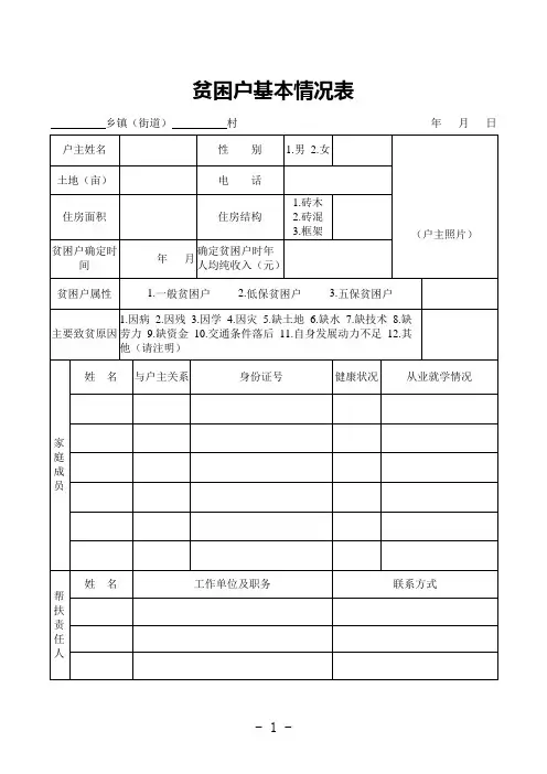 3、贫困户基本情况表