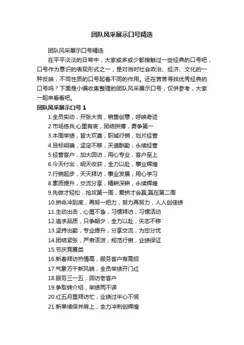 团队风采展示口号精选